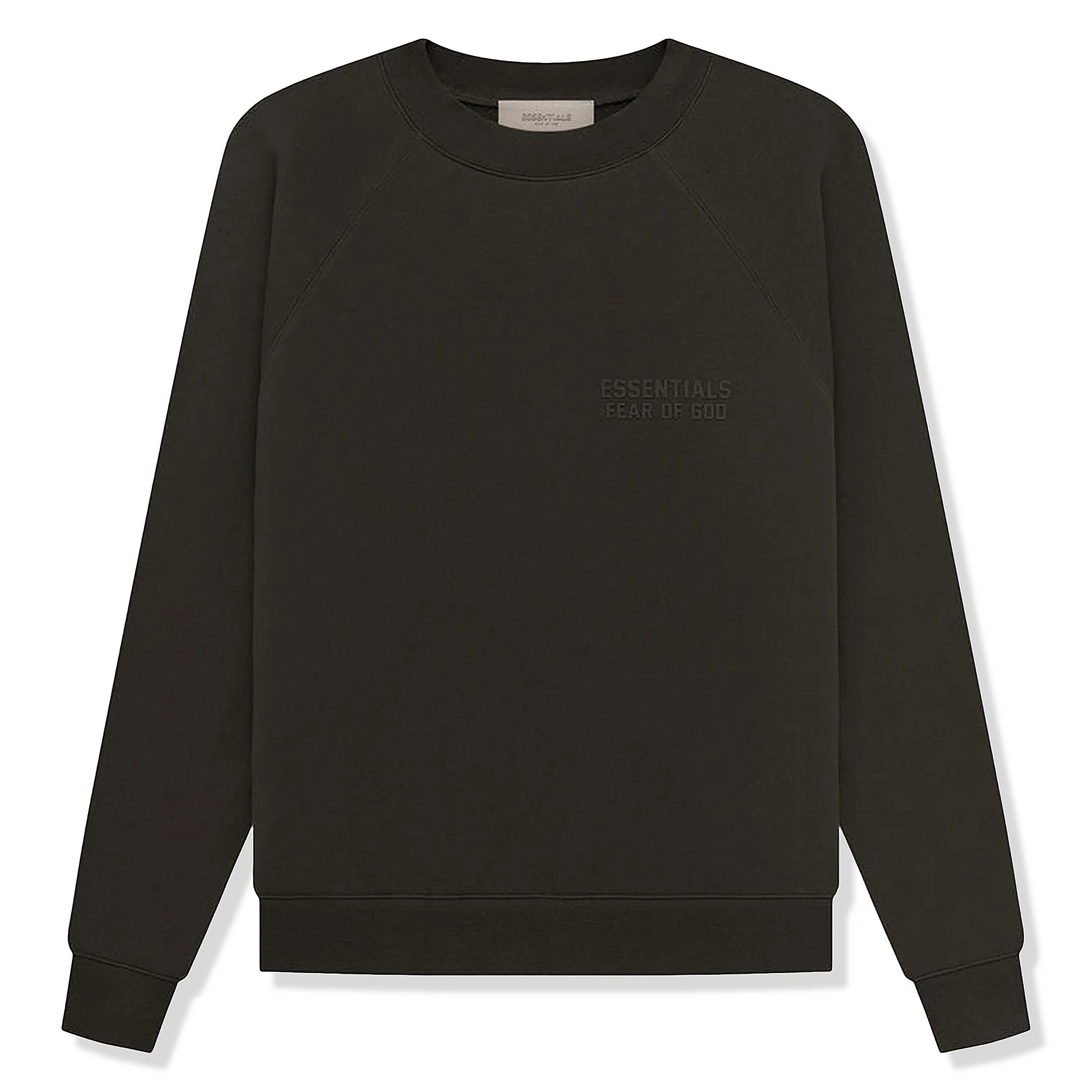 Front view of Fear Of God Essentials Off Black Sweatshirt (SS23) 192BT222040F